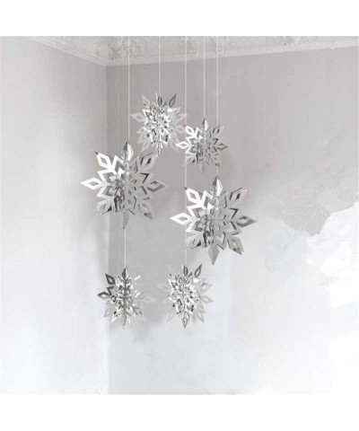 6 Pcs/Set 3D Hollow Snowflake Paper Garland for Christmas Tree Wall Hanging Decoration Winter Party (Silver) - Silver - CD18W...