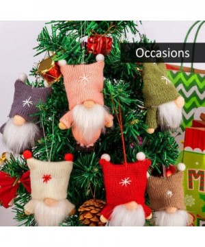 Set of 6 Christmas Handmade Swedish Tomte- Xmas Elf Gnome Scandinavian Santa Gnome Plush Figurines Christmas Tree Hanging Orn...