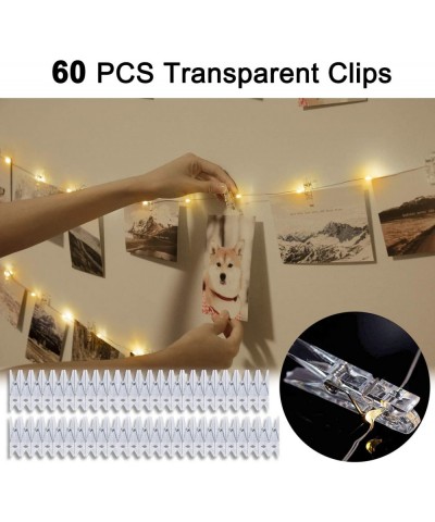 Photo Clip String Lights 33Ft - 100 LEDs Fairy String Lights Battery Operated with 60 Clear Clips for Hanging Pictures with T...