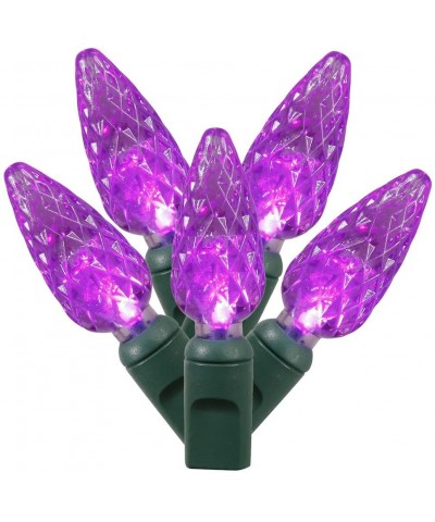50 Light Purple C6 LED Light Set on Green Wire - Purple Led - CG11DVEFHRP $19.07 Indoor String Lights