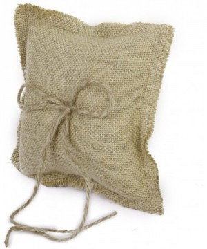 Wedding Bridal Burlap Jute Rustic Hessian Ring Bearer Pillow Cushion - 1 Piece - CL12K0JDXRJ $7.50 Ceremony Supplies