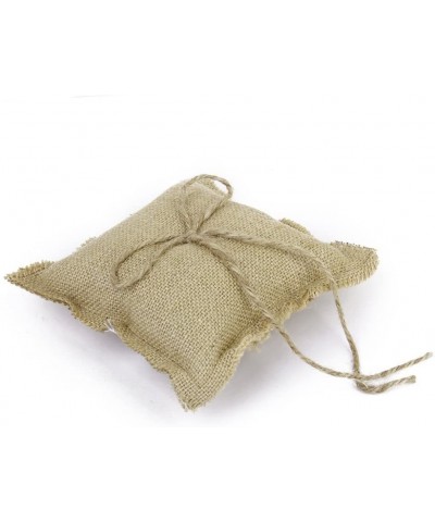 Wedding Bridal Burlap Jute Rustic Hessian Ring Bearer Pillow Cushion - 1 Piece - CL12K0JDXRJ $7.50 Ceremony Supplies