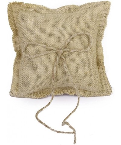 Wedding Bridal Burlap Jute Rustic Hessian Ring Bearer Pillow Cushion - 1 Piece - CL12K0JDXRJ $7.50 Ceremony Supplies