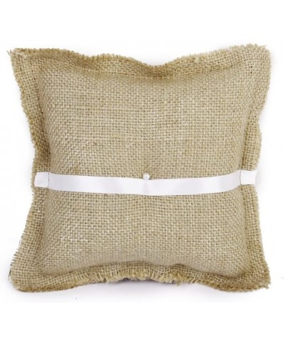 Wedding Bridal Burlap Jute Rustic Hessian Ring Bearer Pillow Cushion - 1 Piece - CL12K0JDXRJ $7.50 Ceremony Supplies