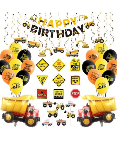 Construction Party Supplies- Dump Truck Birthday Party Decorations for Boys- with Construction Sign- Hanging Swirl- Happy Bir...