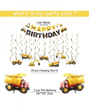 Construction Party Supplies- Dump Truck Birthday Party Decorations for Boys- with Construction Sign- Hanging Swirl- Happy Bir...