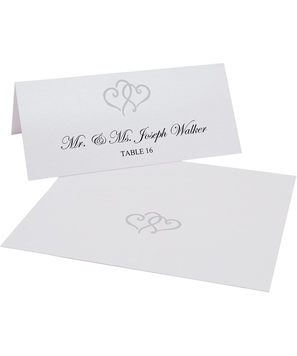 Linked Hearts Printable Place Cards- Silver- Set of 60 (10 Sheets)- Laser & Inkjet Printers - Perfect for Wedding- Parties- a...