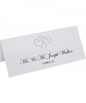 Linked Hearts Printable Place Cards- Silver- Set of 60 (10 Sheets)- Laser & Inkjet Printers - Perfect for Wedding- Parties- a...