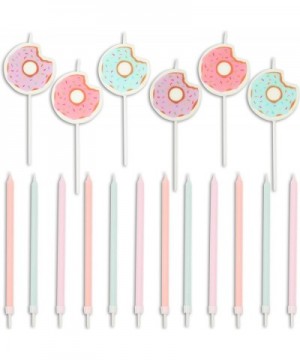 Donut Cake Toppers with Birthday Candles for Kid's Parties- Photo Booths (Pastel- 18 Pieces) - CG18ZDANCKQ $6.66 Cake Decorat...