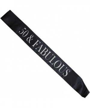 50th Birthday Sash - "50 and Fabulous" Black Glitter Satin Sash for Women - Happy 50th Birthday Gifts for Women & Party Suppl...