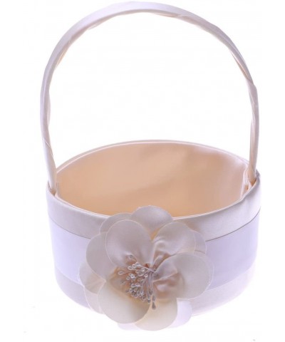 Wedding Flower Girl Basket Vintage Satin Basket for Wedding Ceremony Party Decoration (Beige) - CR18G7ADD00 $9.39 Ceremony Su...