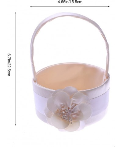 Wedding Flower Girl Basket Vintage Satin Basket for Wedding Ceremony Party Decoration (Beige) - CR18G7ADD00 $9.39 Ceremony Su...