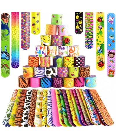 100 PCS Slap Bracelets Slap Bands for Kids Party Bag Fillers with Hearts Animal Emoji Patterns Little Toys for Birthday Prese...