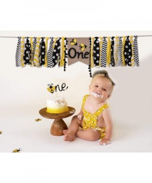 Bee Party Decorations for 1st Birthday - Highchair Banner for Photo Booth Props -Black and Gold Decorations for Birthday Bann...