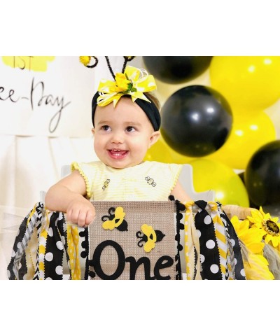 Bee Party Decorations for 1st Birthday - Highchair Banner for Photo Booth Props -Black and Gold Decorations for Birthday Bann...