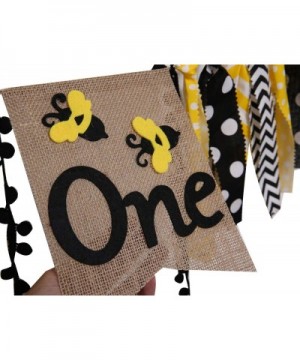 Bee Party Decorations for 1st Birthday - Highchair Banner for Photo Booth Props -Black and Gold Decorations for Birthday Bann...