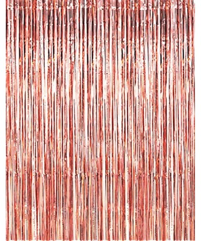 2 Pack 3.2ft x 8.2ft Shiny Rose Gold Metallic Tinsel Foil Fringe Curtains for Birthday Wedding Holiday Celebration Party Phot...