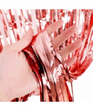 2 Pack 3.2ft x 8.2ft Shiny Rose Gold Metallic Tinsel Foil Fringe Curtains for Birthday Wedding Holiday Celebration Party Phot...