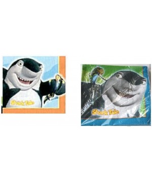 Shark Tale Birthday Party Supply Bundle for 16 includes Plates- Napkins- Table Cover- Loot Bags- Hats- Stickers- Candle - CD1...