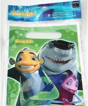 Shark Tale Birthday Party Supply Bundle for 16 includes Plates- Napkins- Table Cover- Loot Bags- Hats- Stickers- Candle - CD1...