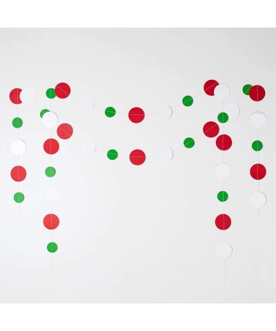 Red Green and White Circle Dots Glitter Paper Garlands Hanging Banner for Party Decorations 4 in Pack - Red&green&white - CH1...