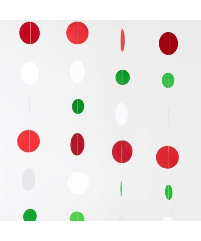 Red Green and White Circle Dots Glitter Paper Garlands Hanging Banner for Party Decorations 4 in Pack - Red&green&white - CH1...