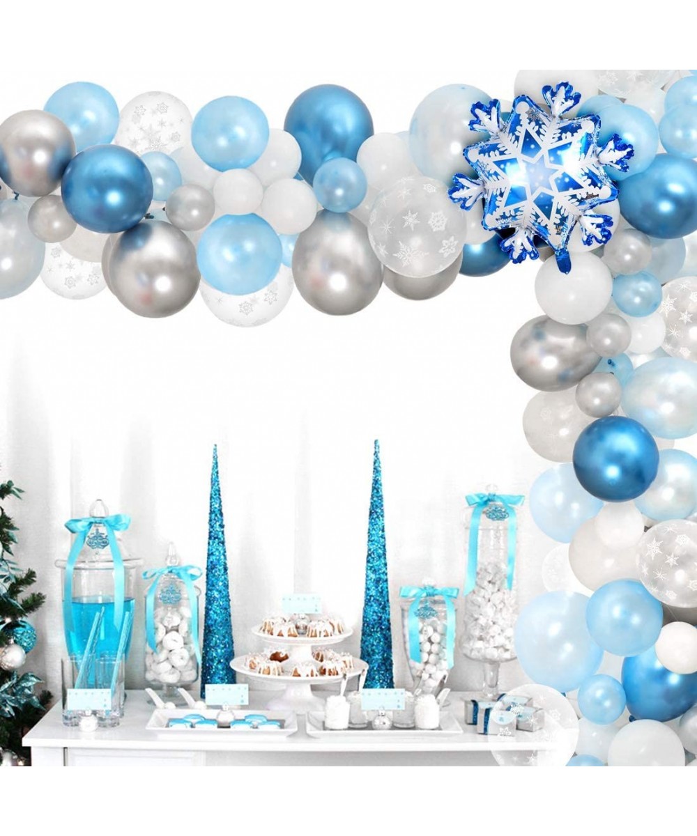 Snowflake Balloon Garland Arch kit 90 Pack Snowflake Balloons for Winter Wonderland- Holiday- Christmas- Baby Shower- Snow Pr...