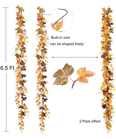 2 Pack Fall Garland Maple Leaf- 6.5 Ft/Piece Hanging Vine Garland Artificial Autumn Foliage Garland Thanksgiving Decor for Ho...