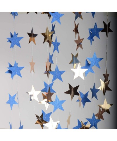 Star Paper Garland Kit- Metallic Shiny Star and Twinkle Glittery Star Banner Combo- Hanging Star Decorations/Backdrops for We...