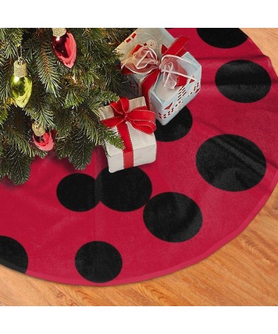 Decor Red Black Ladybug Christmas Tree Skirt- Lollipop Design Merry Xmas Party Supplies Large Tree Mat Decoration Ornaments 3...