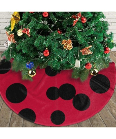 Decor Red Black Ladybug Christmas Tree Skirt- Lollipop Design Merry Xmas Party Supplies Large Tree Mat Decoration Ornaments 3...