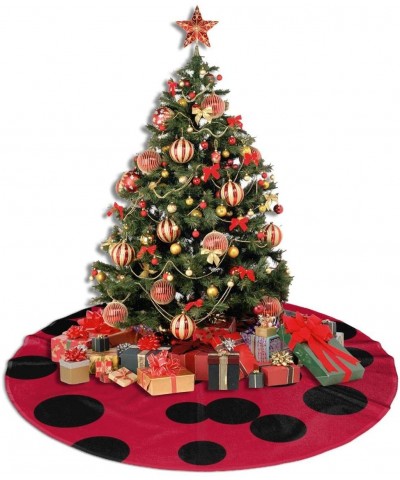 Decor Red Black Ladybug Christmas Tree Skirt- Lollipop Design Merry Xmas Party Supplies Large Tree Mat Decoration Ornaments 3...