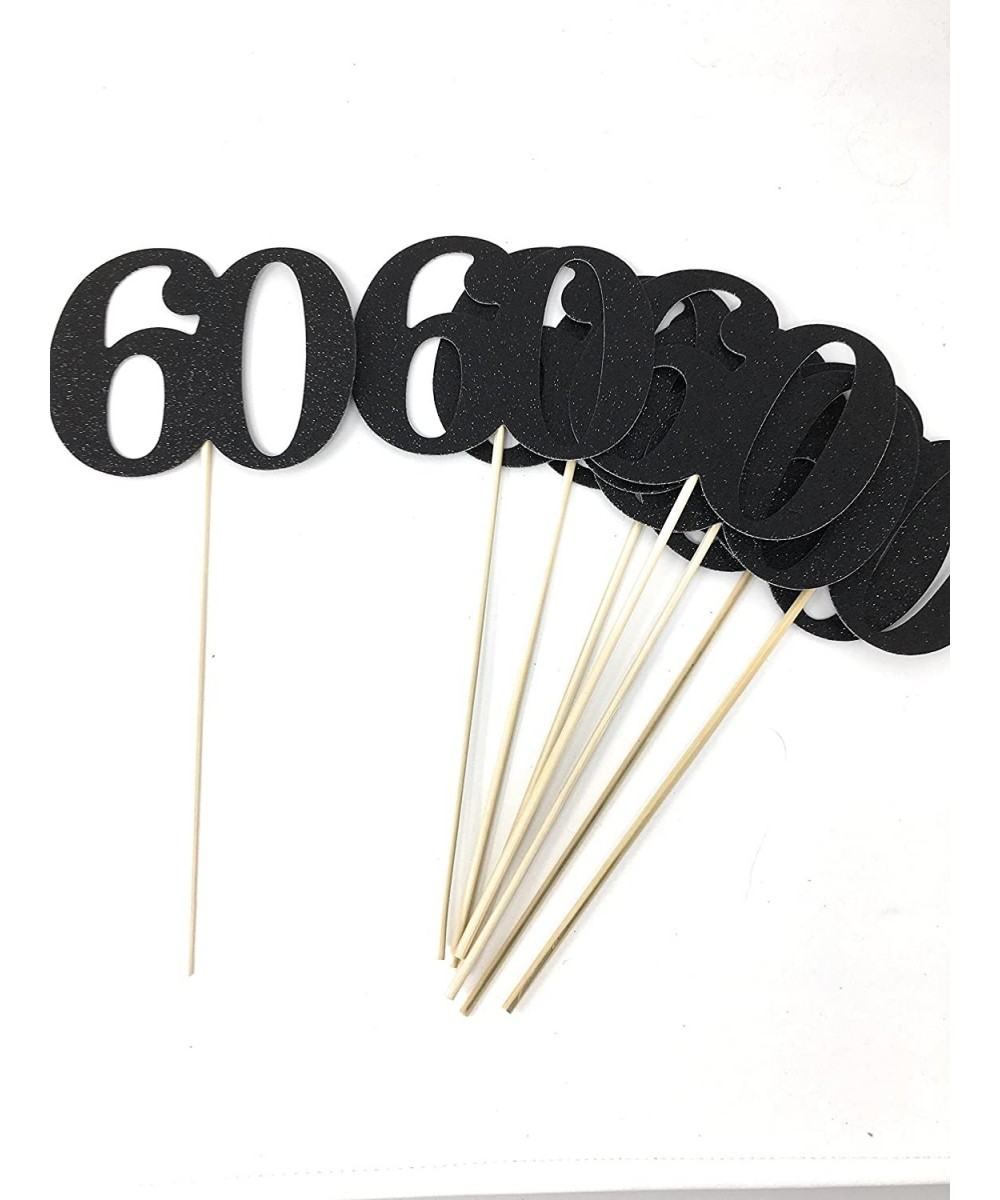 Set of 8 Number 60 Centerpiece Sticks for Anniversary Reunion 60th Birthday (Black) - Black - C318DW7046A $18.60 Centerpieces