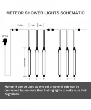 LED Meteor Shower Lights 11.8 inch 8 Tubes 192 LED String Lights Waterproof Double-Sided SMD Lamp Beads Curtain Lights Hangin...