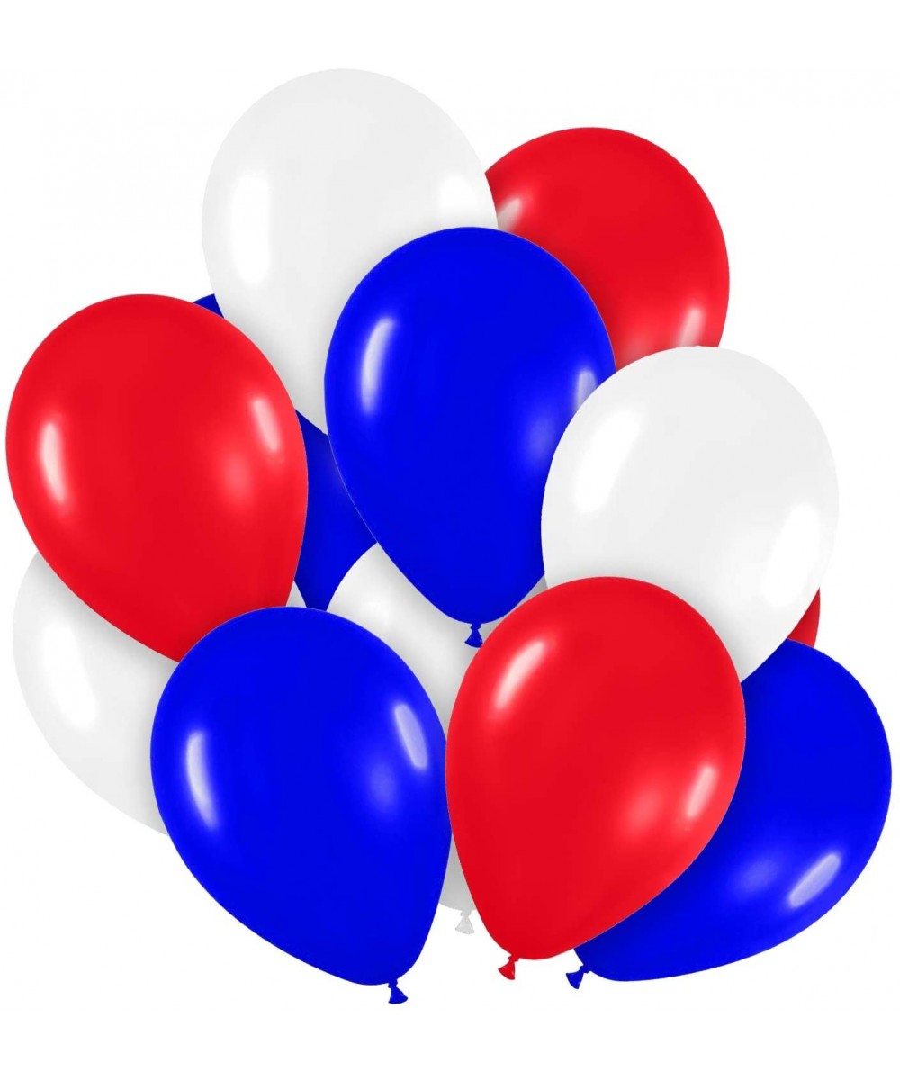 Pack of 100- Assorted Bright Red- White and Blue Color 5" Decorator Latex Balloons- MADE IN USA! - Bright Red White Blue - CS...