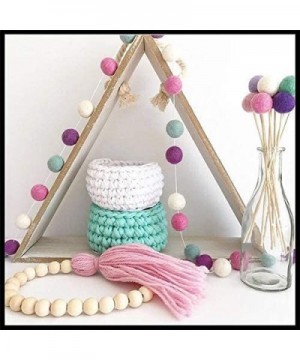 Multicolor Handmade Wool Felt Ball Garland 35 Balls Pom Pom Garland Strings for Bedroom Birthday Party Wall Hanging - CJ18Y6U...