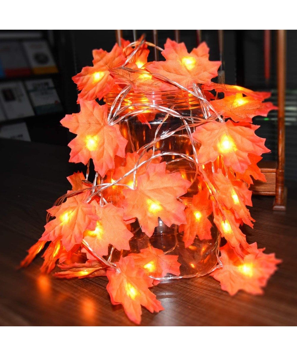 Fall Decor Maple Leaf String Lights for Thanksgiving Christmas 10 LED Maple Fall Leaf Garland Waterproof 2AA Battery for Indo...