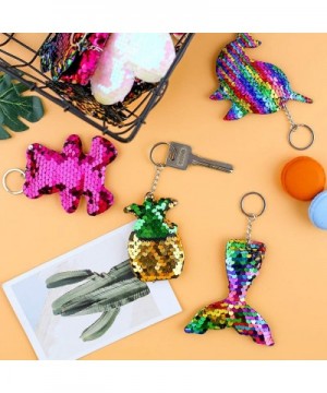 18PCS Sequin Keychain- Mermaid Animal Flip Sequin Keychain Key Chains for Kids Key Chains Backpacks Party Favors Supplies - C...