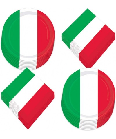 Italian Party Supplies - Italy Flag Green- White- and Red Paper Dessert Plates and Beverage Napkins (Serves 16) - Italy Flag ...