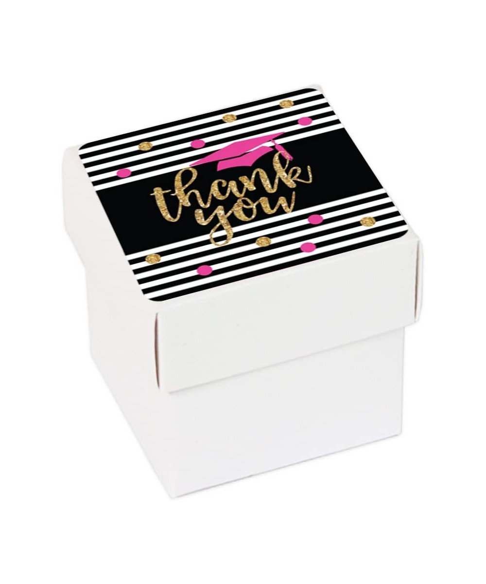 Fuchsia- Black and Gold Glittering Graduation Party Collection- Favor Box DIY Party Favors Kit- Graduation Thank You- 20-Pack...