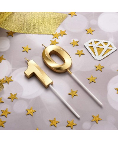 10th Birthday Candles Cake Numeral Candles Happy Birthday Cake Topper Decoration for Birthday Party Wedding Anniversary Celeb...