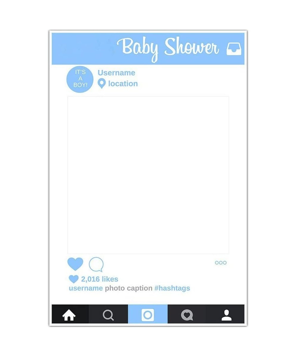 1pcs Boy Baby Shower Selfie Frame Photo Booth Prop Poster - C3186N0C3OO $6.10 Favors