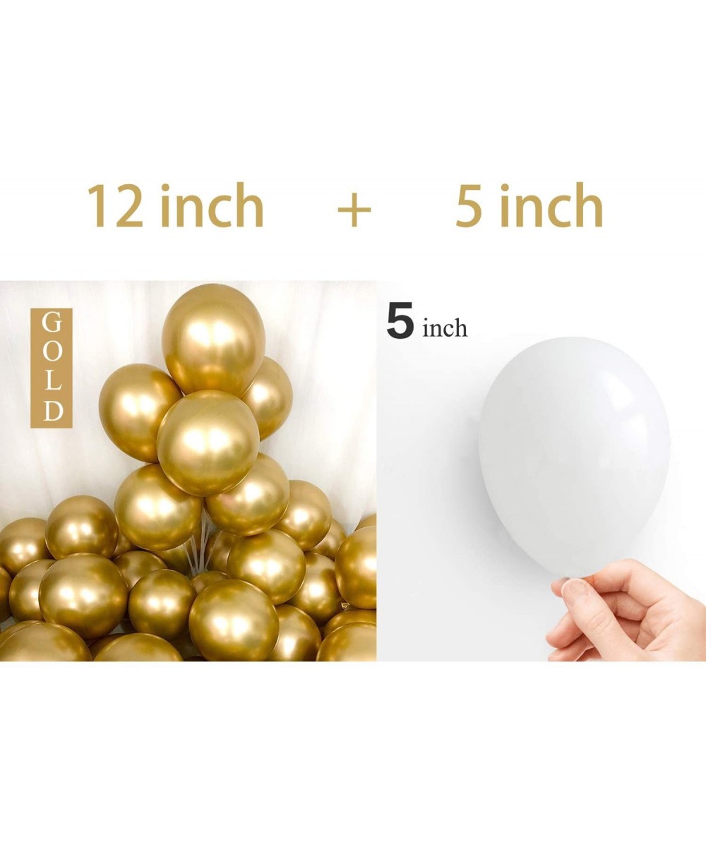 Chrome Gold Balloons 12 inch 50pcs+5 inch 50pcs White Latex Party Balloons Helium Balloons - CA19DWC055H $13.01 Balloons