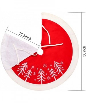 Christmas Tree Skirt- 36 inch Red Xmas Tree Skirt with with White Edge for Christmas Decorations- Rustic Xmas Tree Holiday De...