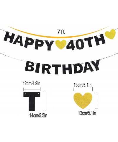 Happy 40th Birthday Banner Black Glitter 40 Years Old Bday Anniversary Party Decoration Sign for Women Men - 40th - C918R8O8Q...