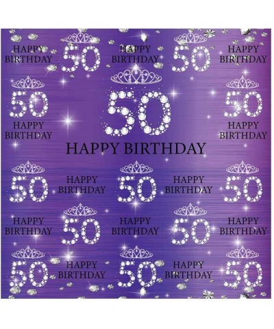 Purple Golden 50th Birthday Photography Backdrop Lady Woman Step Repeat Gold Glitter Shiny Background Thirty Years Old Age Pa...