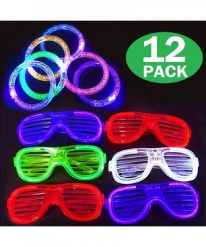 Led Light Up Toys - 6 Led Plastic Shutter Shades Glasses and 6 Led Flashing Glow Bracelets Glow in The Dark Halloween Rave Pa...