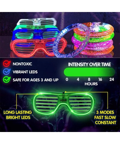 Led Light Up Toys - 6 Led Plastic Shutter Shades Glasses and 6 Led Flashing Glow Bracelets Glow in The Dark Halloween Rave Pa...