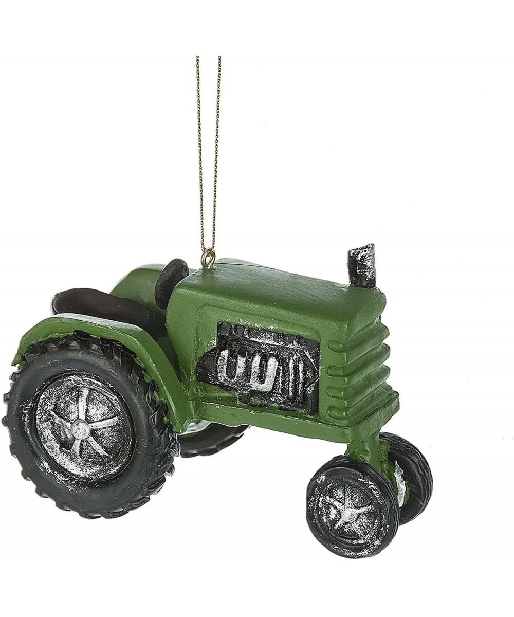 Green Farm Tractor 3 x 2.5 Inch Resin Hanging Christmas Ornament Figurine - CW18692ICUZ $6.59 Ornaments