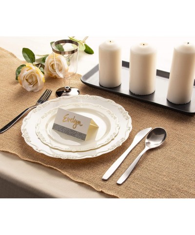 25 Pack Plastic Dinner Plates for Party- Cream with Fine Detailing (10 Inches) - CG18H06KQ2A $20.50 Tableware